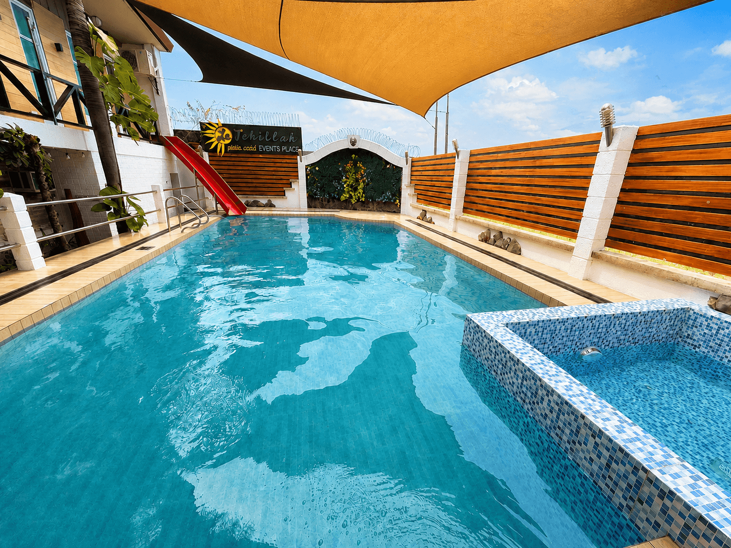 Main pool with water slide